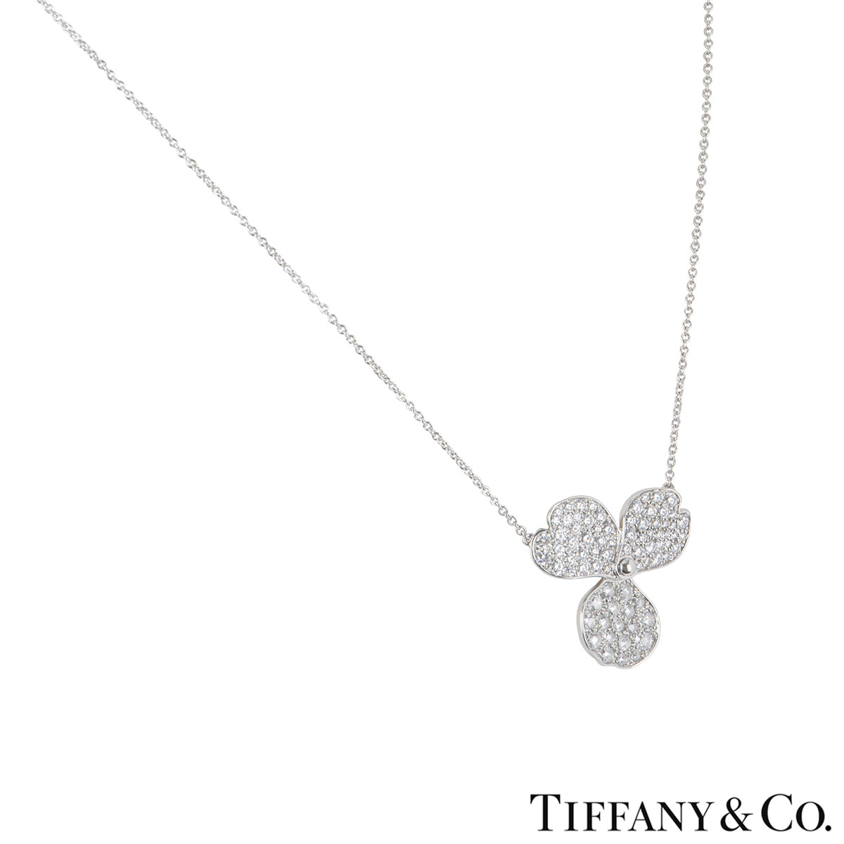 Tiffany Co Platinum Diamond Paper Flowers Pendant Rich Diamonds